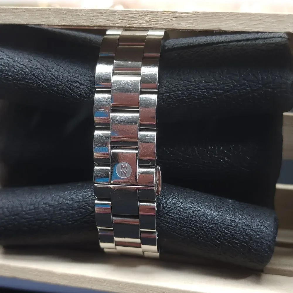 Michele MW Sport Silver Chronograph Swiss Quartz Watch EUC AUTHENTIC